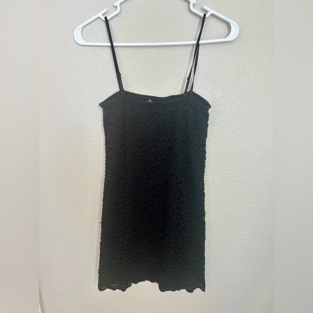 Zara Black Lace Spaghetti Strap Mini Dress Size S | Classic Elegant Little Black - Picture 4 of 4